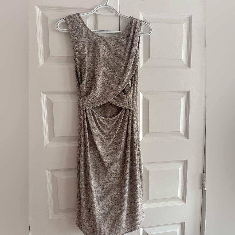 Tan Cutout Mini Dress